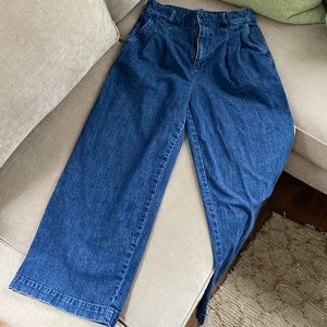 Madewell Pleated Wide Leg Denim Pant